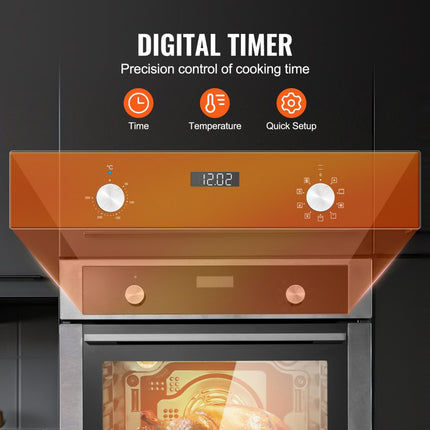 VEVOR Enkelwandige Oven Elektrische Inbouwwandoven 9 Functies 76L 3550W