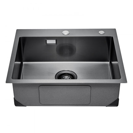 VEVOR keukenspoelbak enkele bak inbouwspoelbak RVS 68x45x19cm spoelbak