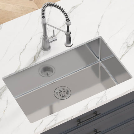 VEVOR inbouwwastafel 230 mm diepte, roestvrijstalen keukenspoelbak rechthoekig 712 x 407 mm, inbouwwastafel inbouwwastafel incl. afvoerset gootsteen, voor garages, wasruimtes, kelders