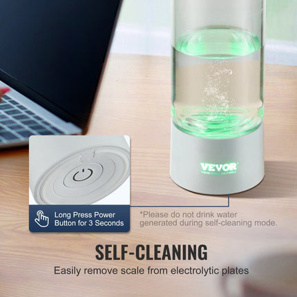 VEVOR Waterstofflesgenerator, draagbare waterstofwatermaker 380 ml, waterstofrijke waterionisator met SPE-technologie, met neusinhalatiebuis en zelfreinigend