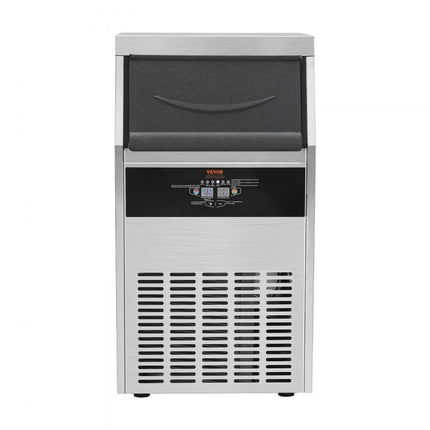 VEVOR Commerciële ijsblokjesmachine ijsmachine 56 kg / 24 uur, lichte ijsblokjesmachine 15 kg ijsopslagcapaciteit 60 stuks ijsblokjes, roestvrijstalen ijsblokjesmachine inclusief waterfilter en ijsschep