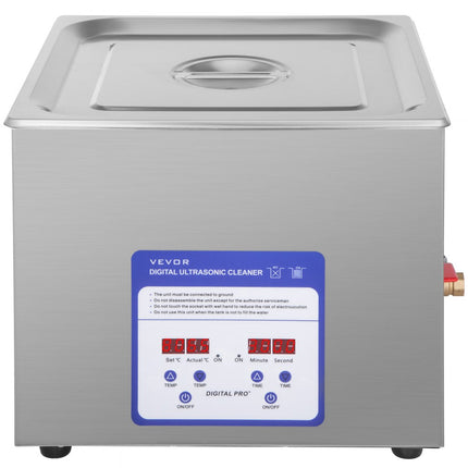 VEVOR Digitale Ultrasone Reiniger 15L Roestvrij Staal Ultrasone Reinigingsmachine 360W Ultrasoon Reiniger met 40 kHz Frequentie en Instelbare Tijd of Temp Ideaal voor het Reinigen van Sieraden, enz