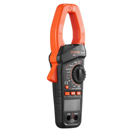 VEVOR Stroomtang 1000A True-RMS Stroomtang Multimeter 5999Counts Stroomtang Voor DC/AC Stroom DC/AC Spanning Frequentie Weerstand Diodetest Aan/Uit Schakelaar Capaciteit/Relatieve waarde