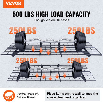 VEVOR garageplank 1830 x 620 x 200 mm gereedschapsopslag 227 kg per laag gereedschapshouder muur 183 x 61 cm plankruimte opbergplanken metalen plank gereedschapsorganizer wandplanken