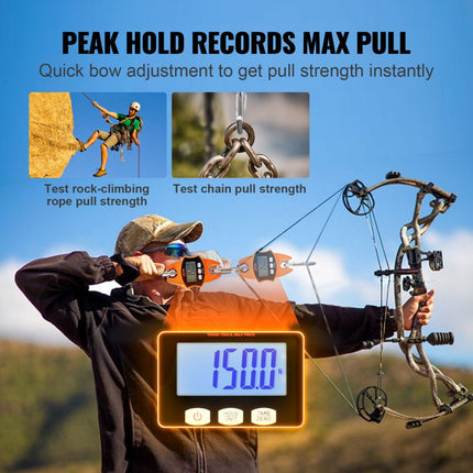 VEVOR Kraanweegschaal 0,15 tot 400 kg Digitale hangweegschaal lbs/kg/N Trekweegschaal 0,05 kg Nauwkeurigheid Spelweegschaal Industriële weegschaal LCD-scherm Hangweegschaal Mini draagbare weegschaal met geïntegreerd 1M meetlint