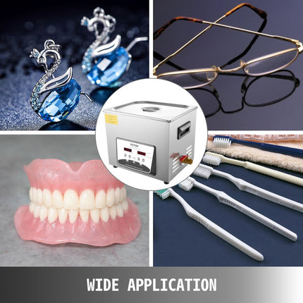 Ultrasoon reiniger reinigingsapparaat 10 L digitaal met ontgassingsfunctie glazen