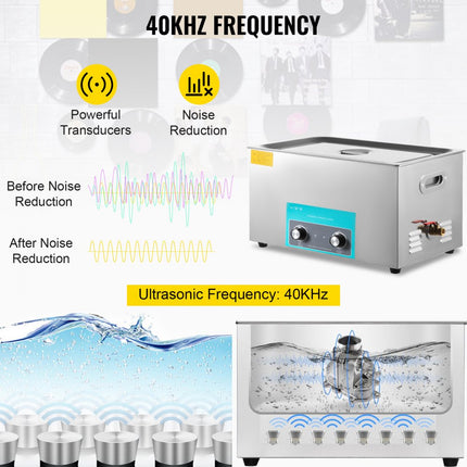 VEVOR Ultrasoon Reiniger 30L Ultrasonic Cleaner with Heater Timer Tub Basket Eyeglasses 40KHz Excellent