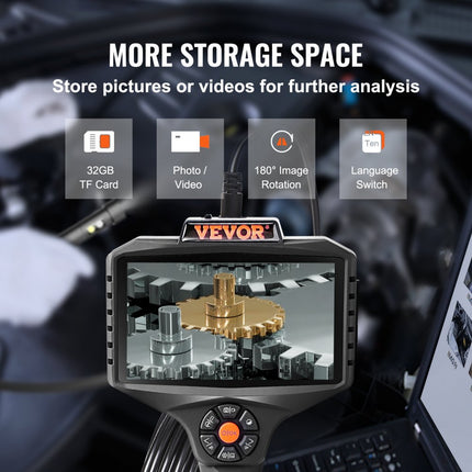 VEVOR endoscoop camera drievoudige lens 5" Ips scherm 854x480 inspectie camera 5m kabel pijp camera 5000mAh batterij voor 5-6 uur riool camera IP67