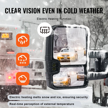 VEVOR elektrische zijspiegels voor Chevrolet Silverado (2014-2021)/GMC zwart