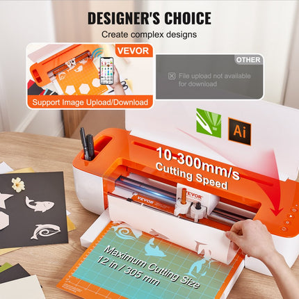 VEVOR vinylsnijmachine, doe-het-zelf-snijmachine met Bluetooth-connectiviteit, compatibel met iOS, Android, Windows en Mac, uitgebreide ontwerpen inbegrepen, aangepaste kaarten, huisdecoratie