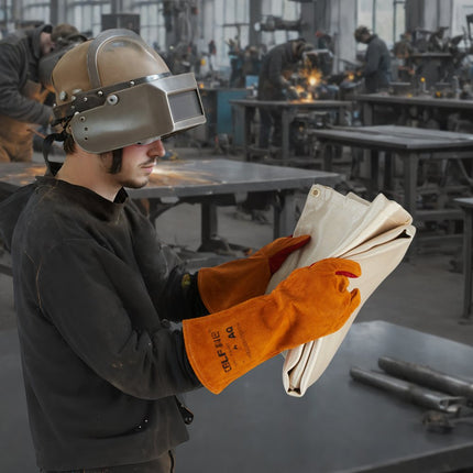 VEVOR set van 2 lasdekens 1230 x 1835 x 0,8 mm lasdeken 537℃ hittebestendigheid hittebeschermingsstof hittebeschermingsmat glasvezel blusdeken brandwerende ondervloer brandbeveiligingsmat vuurmat goud