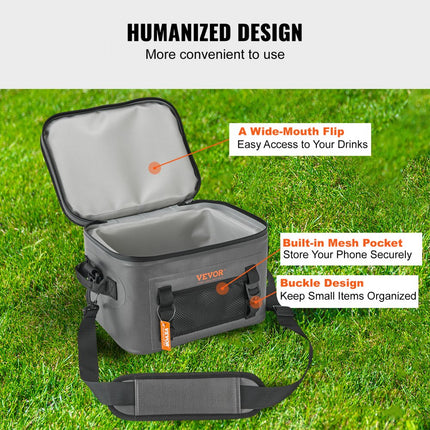 VEVOR hard-shell koeltas 16 blikken, thermische tas warmtetas isolatietas koeltas waterdicht, diepvriestas diepvriestas lunchtas kamperen, wandelen, vissen, varen
