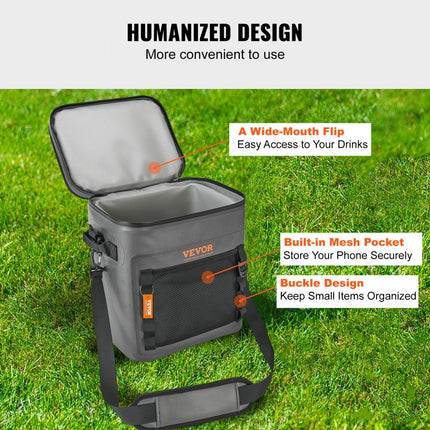 VEVOR Zachte koeltas, 30 blikjes, lekvrije koeltas met ritssluiting, waterdichte en geïsoleerde koeltas, opvouwbare koeltas voor strand, wandelen, picknick, kamperen, reizen, enz.