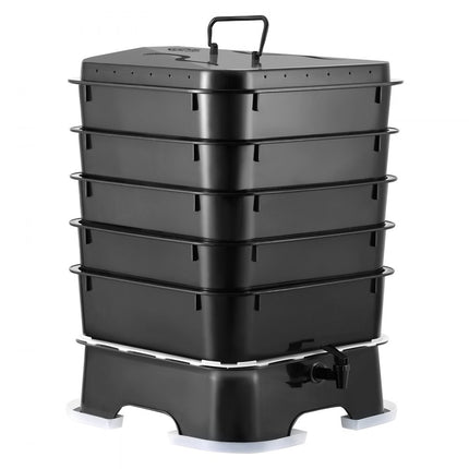VEVOR snelcomposter 18-50L tuincomposter 400x400x650mm thermische composter HDPE kunststof composter Inclusief 5 kommen en een opvangbak Compostbak Compostering Vermindering van huishoudelijk afval