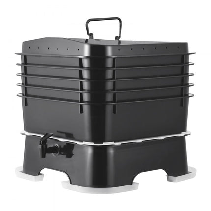 VEVOR snelcomposter 18-50L tuincomposter 400x400x650mm thermische composter HDPE kunststof composter Inclusief 5 kommen en een opvangbak Compostbak Compostering Vermindering van huishoudelijk afval