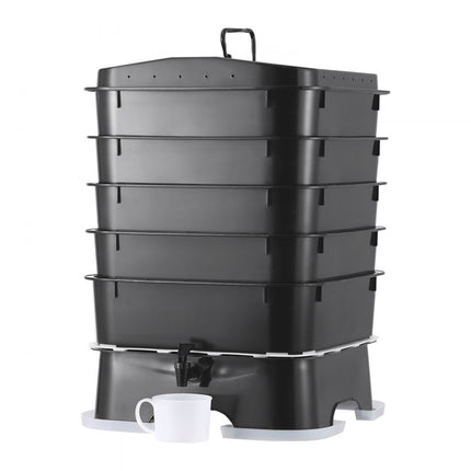 VEVOR snelcomposter 18-50L tuincomposter 400x400x650mm thermische composter HDPE kunststof composter Inclusief 5 kommen en een opvangbak Compostbak Compostering Vermindering van huishoudelijk afval