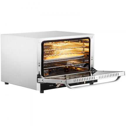 VEVOR Elektrische Tafeloven 47L/43Qt Kleine Oven 1600W 4-laags Mini Elektrische Oven met Glazen Deur Aan de Voorkant, Elektrische Tafel Top Convectie Oven met Dienbladen Draadrekken Cliphandschoenen