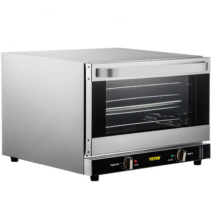 VEVOR Elektrische Tafeloven 47L/43Qt Kleine Oven 1600W 4-laags Mini Elektrische Oven met Glazen Deur Aan de Voorkant, Elektrische Tafel Top Convectie Oven met Dienbladen Draadrekken Cliphandschoenen