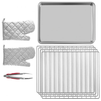 VEVOR Elektrische Tafeloven 47L/43Qt Kleine Oven 1600W 4-laags Mini Elektrische Oven met Glazen Deur Aan de Voorkant, Elektrische Tafel Top Convectie Oven met Dienbladen Draadrekken Cliphandschoenen