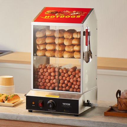 VEVOR Hotdogstomer 2-traps broodjeswarmer 37L commercieel elektrisch