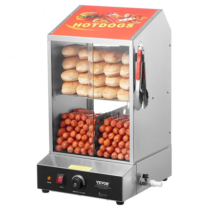 VEVOR Hotdogstomer 2-traps broodjeswarmer 37L commercieel elektrisch