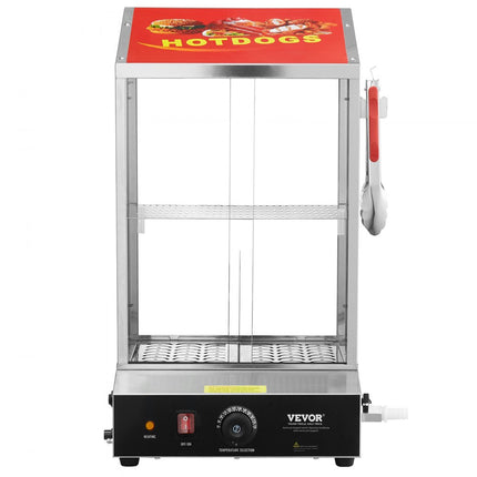 VEVOR Hotdogstomer 2-traps broodjeswarmer 37L commercieel elektrisch