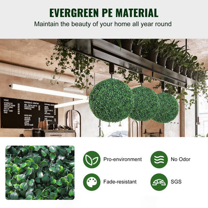 VEVOR 2x buxus kunstbol Ø50,8cm tuindecoratie buxus bal kunstbuxus bal kunstplant van PE, hout, PP incl. 2 decoratieve LED-lampjes en 10 reservebladeren