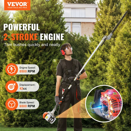 VEVOR 6-in-1 heggenschaar heggenschaar benzine heggenschaar 43CC 1.15L