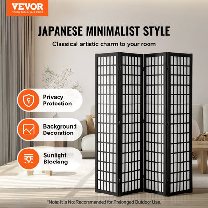 VEVOR roomdivider Japans 4-delig kamerscheidingsscherm houten privacyscherm