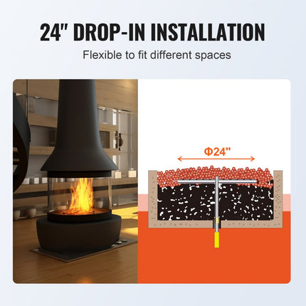 VEVOR Φ 609 mm ronde drop-in vuurplaatsbranderring RVS vuurplaatsbrander Natuurlijk propaangasvuurschaal 92.000 BTU Binnen buitengebruik