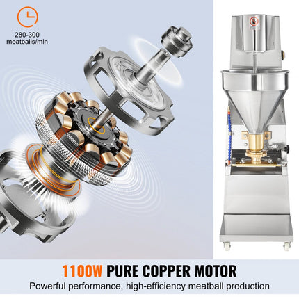 VEVOR Commerciële gehaktbalvormmachine voor vis, rundvlees, varkensvlees, 6 modellen