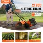 VEVOR tuinfrees 212CC waterverplaatsing motorschoffel op gas 490mm teeltbreedte motorfrees 100mm teeltdiepte grondschoffel 65Mn teeltmesfrees 1680x500x1000mm cultivator