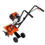 VEVOR gasaangedreven roterende helmstok 38cc 4-takt tuincultivator roterende helmstok met 4 verstelbare stalen fronttanden voor gazon-, tuin- en veldteelt
