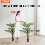 VEVOR 2x Areca Catechu Kunstmatige 800x800x1219mm Kunstplant PE Kunstplanten Plastic Planten in Pot Betelnoot Palm Geurloos Waterdicht Ideaal voor Slaapkamer Studeer Woonkamer