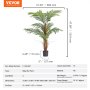 VEVOR 2x Areca Catechu Kunstmatige 800x800x1219mm Kunstplant PE Kunstplanten Plastic Planten in Pot Betelnoot Palm Geurloos Waterdicht Ideaal voor Slaapkamer Studeer Woonkamer