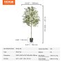 VEVOR kunstmatige olijfboom 60x60x155cm kunstplant PE kunstplanten nep plastic planten in pot kunstbloem geurloos waterdicht ideaal voor het decoreren van slaapkamer, studeerkamer, woonkamer