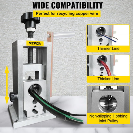 VEVOR Stripper Draadstrippende machine 1,5-40 mm Boor aangedreven Handmatige Koperen Stripper w Warmtebehandeld Staal Ultra Langdurig Blad Compact