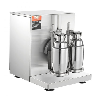 VEVOR Milkshake-machine, 120 W commerciële melktheeshaker, dubbele kop milkshake-mixer, 0-180s verstelbare milkshake-mixer met 750 ml roestvrijstalen beker voor melktheewinkel