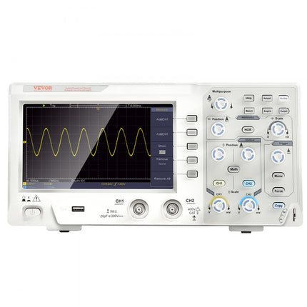 VEVOR Handoscilloscoop Digitale multimeter Tweekanaals 100 MHz bandbreedte 1 GS/S Hoge sampling Professionele kleurenscherm-oscilloscoop, mini-oscilloscoop Gegevensopslagfunctie Wiskundige berekening