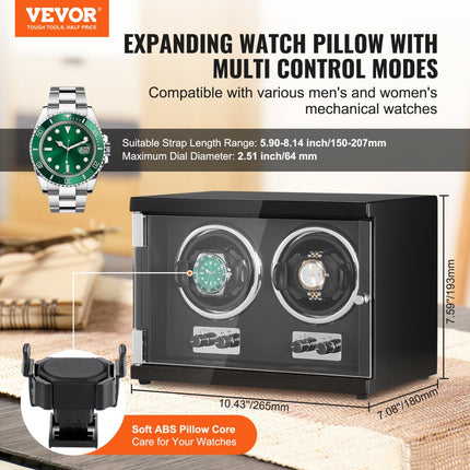 VEVOR watchwinder Dubbele watchwinder voor automatische horloges met 2 Mabuchi motoren