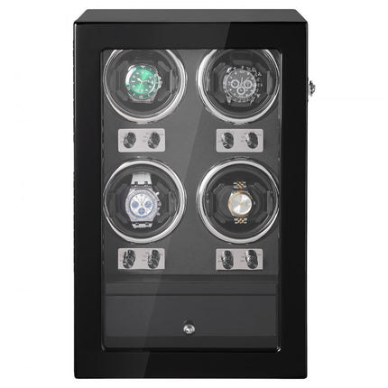 VEVOR watchwinder, automatische watchwinder, watchwinder, watchwinder voor automatische horloges, automatische watchwinder met ruimte voor 4 horloges, LED-verlichting, 150-207 mm verstelbare bandlengte