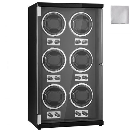 VEVOR Watch Winder, automatische watchwinder, watchwinder, watchwinder voor automatische horloges, automatische watchwinder met ruimte voor 6 horloges, LED-verlichting, 150-207 mm verstelbare bandlengte