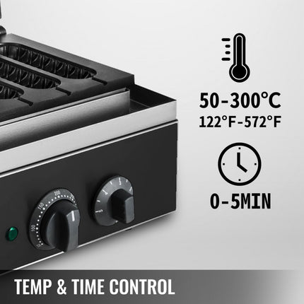 Vevor Bubble Wafelijzer Egg Waffle Maker Elektrische Wafelijzer 6wafels Per Keer