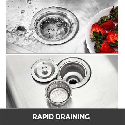 VEVOR Commerciële Gootsteen 100,3x59,7x91,4 cm Commerciële Spoelbak 201 Roestvrij Staal Vrijstaande Gootsteen met 10 cm Back-splash en Afvoergat voor zowel Commerciële als Residentiële Installaties