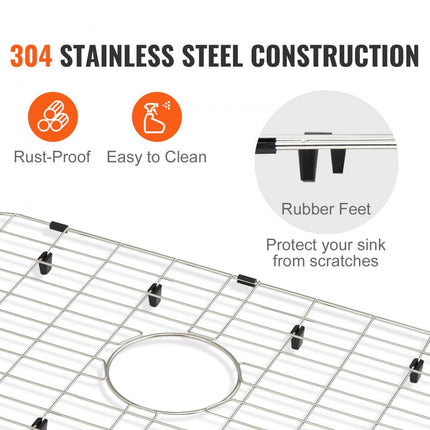 VEVOR keukengootsteenbeschermer 660 x 356 x 25,4 mm roestvrijstalen afdruiprooster spoelbakmat, spoelbakrooster bescherming van de afvoerprestaties van gootstenen, potten, pannen, borden, bestek, enz.