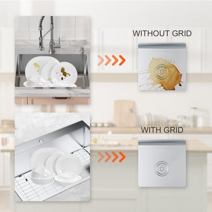 VEVOR keukengootsteenbeschermer 660 x 356 x 25,4 mm roestvrijstalen afdruiprooster spoelbakmat, spoelbakrooster bescherming van de afvoerprestaties van gootstenen, potten, pannen, borden, bestek, enz.