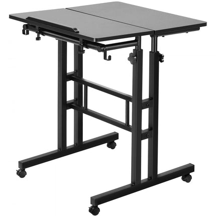 VEVOR Laptoptafel in hoogte verstelbaar 670-1140 mm Notebooktafel Projectietafel Witte laptoptafel Oprolbaar 600x600 mm Mobiel bureau Verzorgingstafel Computerbureau Werkstation Dubbellaags