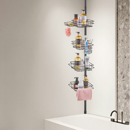 VEVOR hoekplank doucheplank doucheplank 1067-2896mm trekstang zwart