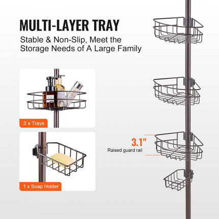 VEVOR hoekplank doucheplank doucheplank 991-3175mm hoogtrekstang brons