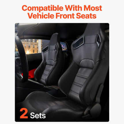 VEVOR 2 Racing Seat Racestoel PVC Leer Q235B Slider Cockpit Zwart Verstelbaar